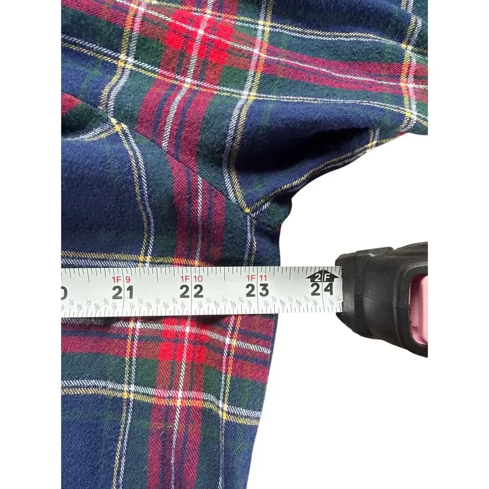 Petite Plume Plaid Cotton Flannel Nightgown Nightshirt Size Medium